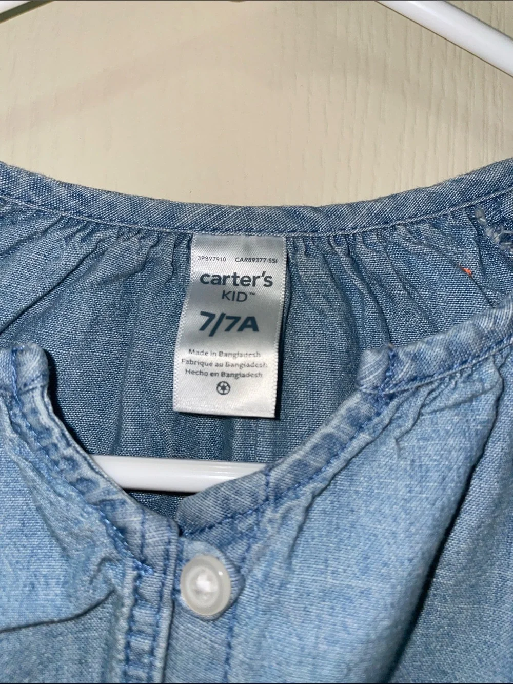 NWT Carters Light Blue Denim Button-Up girls top